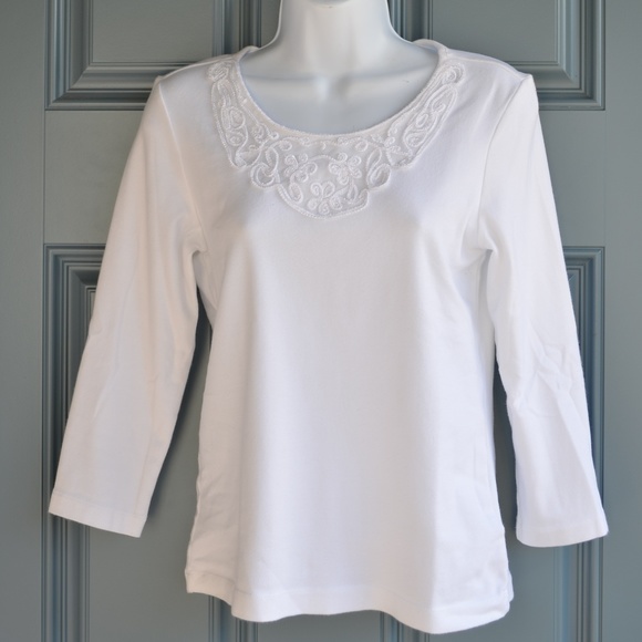 Chico's Tops - * White Boat Neck Top by Chico's Sz. S